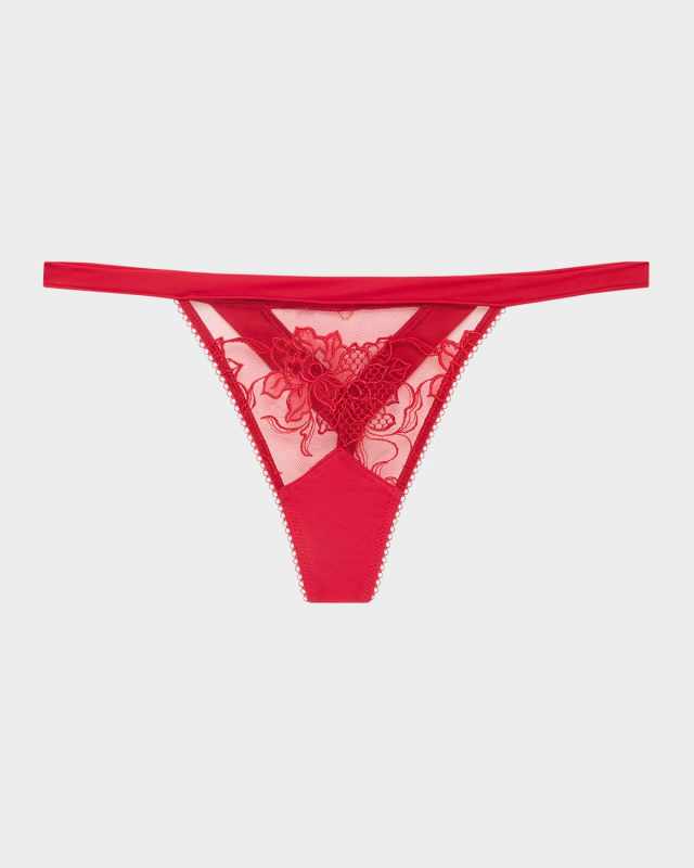 Adorable En Sexy Floral-Embroidered Tulle Thon